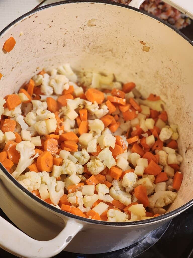 pot of chopped vegetables