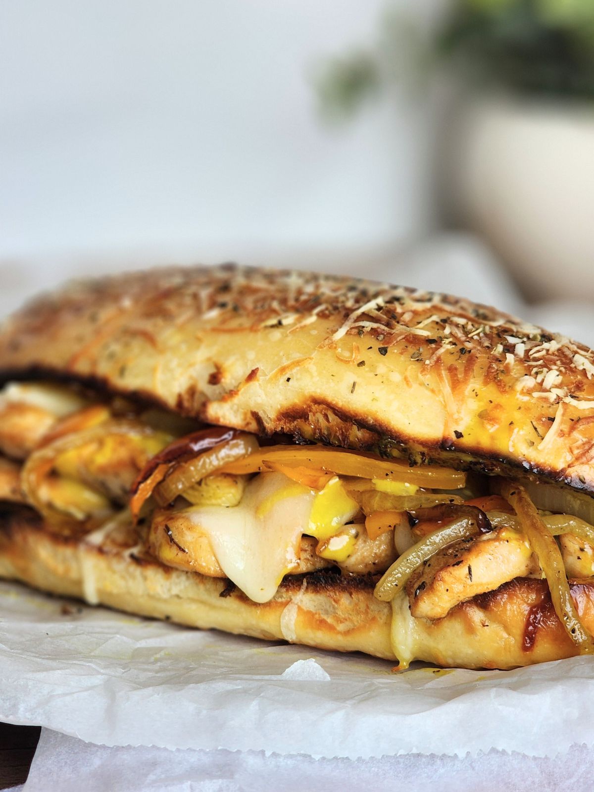 Chicken Cheesesteak Recipe with Honey Mustard Dressing.