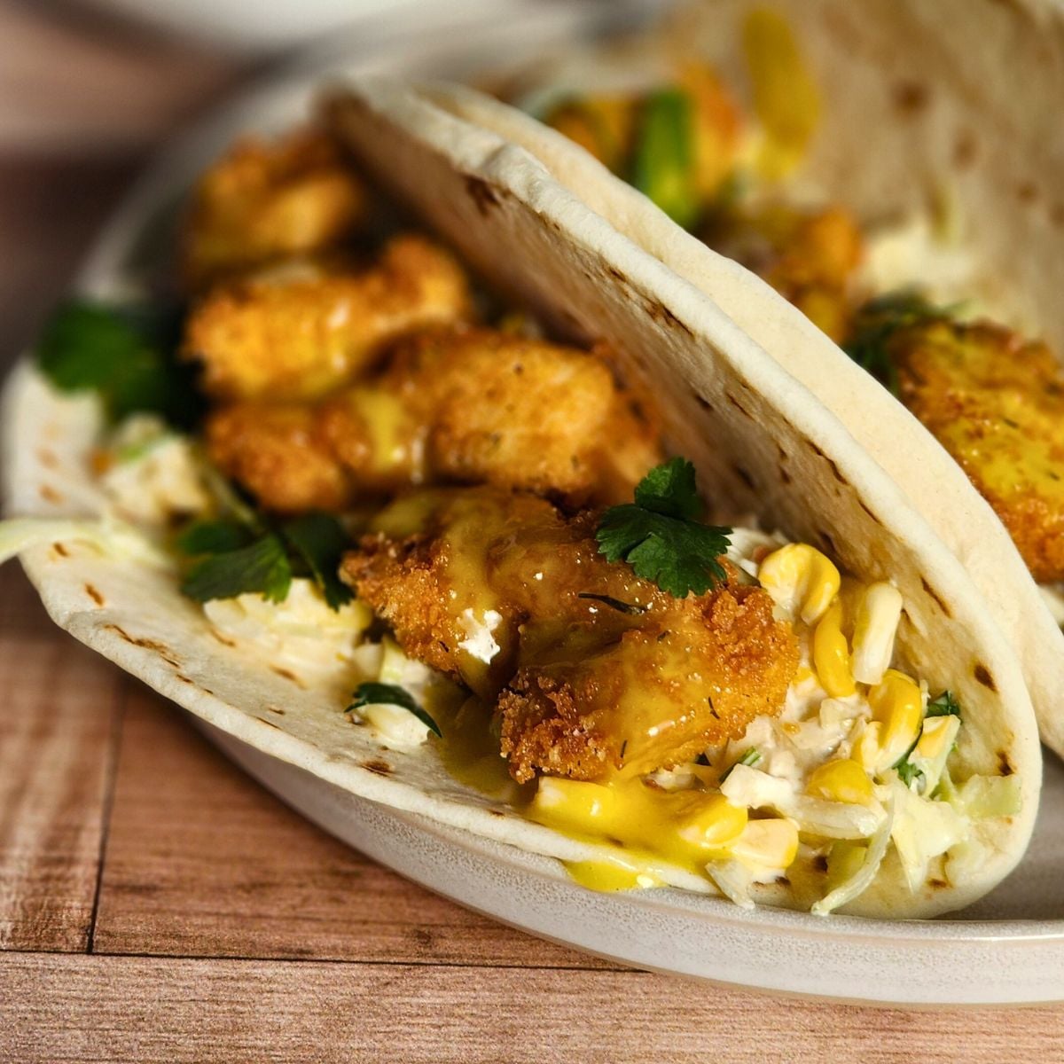 Honey Mustard Chicken Tacos with Mexican Coleslaw